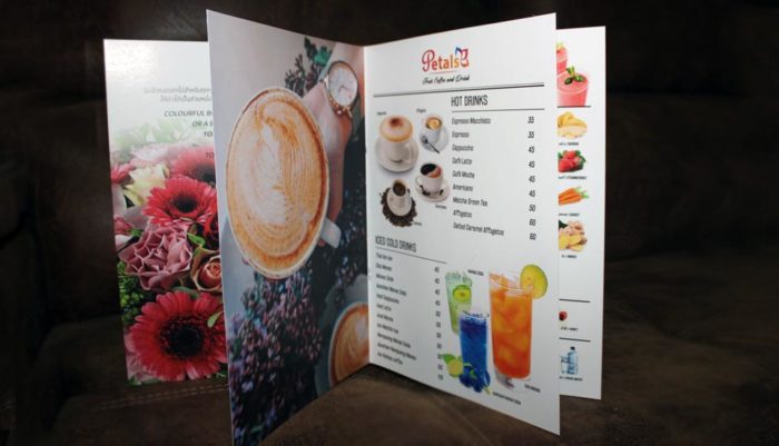 coffee shop menu design, printing, laminated, maenam, koh samui, thailand