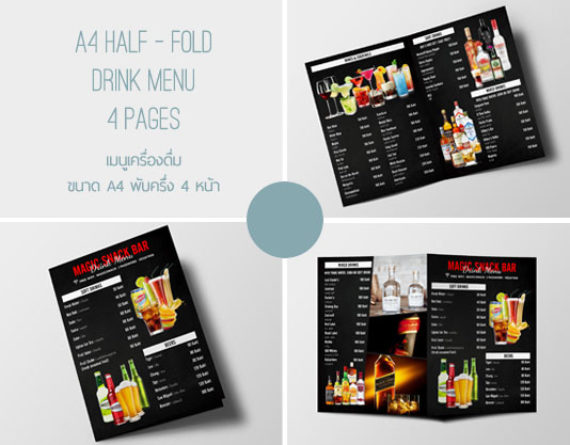Graphic design drink menu set by Chameleon Graphic Design Production Koh Samui Thailand