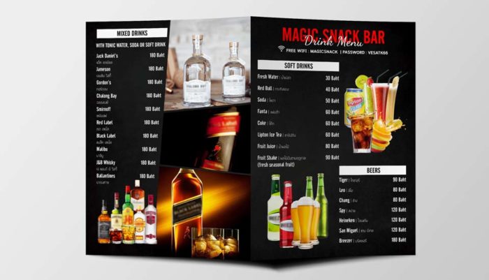 Menu design thailand,