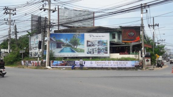 billboard vinyl installation fisherman village junction, koh samui