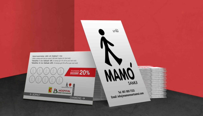 discount business card, Mamo hotel resort restaurant chaweng, koh samui, thailand