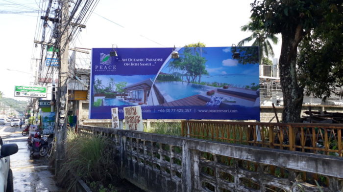 house and pool image with sea view in billboard of Koh Samui Island