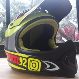 sticker printing with custom style. Front view helmet