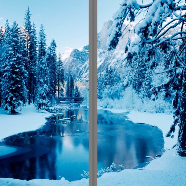 แบบรูปภาพวิวหิมะ สติกเกอร์ แบล็คลิทฟิล์ม ติดกระจก