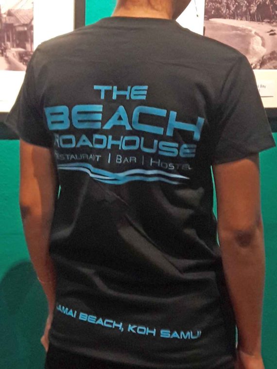Beach road house t-shirt back side silkscreen print art
