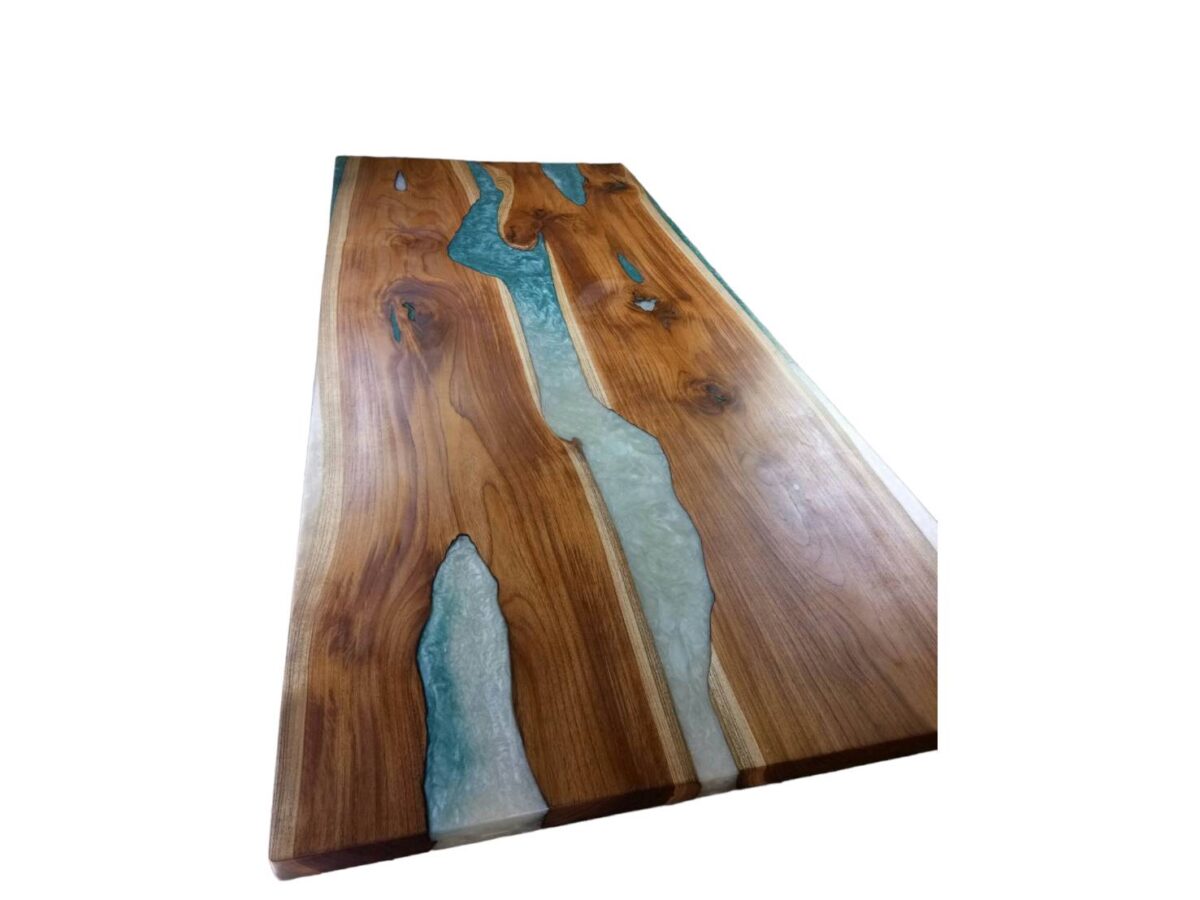 Thailand epoxy resin river table custom art with teak wood