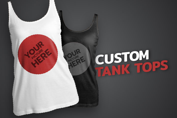 white and black tank top with text in front your picture here